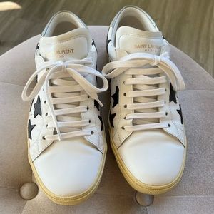Saint Laurent white sneakers with black stars 🖤